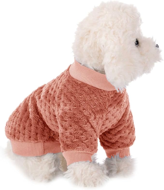 Dog Sweater, 2 or 3 Pack Dog Sweaters for Small Medium Dogs or Cat, Warm Soft Flannel Pet Clothes for Dogs Girl or Boy, Dog Shirt Coat Jacket (XX-Small, Grapefruit+Peach)