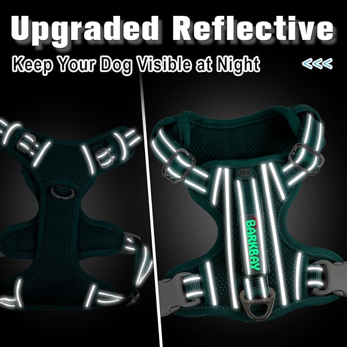 BARKBAY Dog Harness No Pull with ID Tag Pocket - Heavy Duty, Reflective, Easy Control for Large Dogs(Ocean Blue,XS)