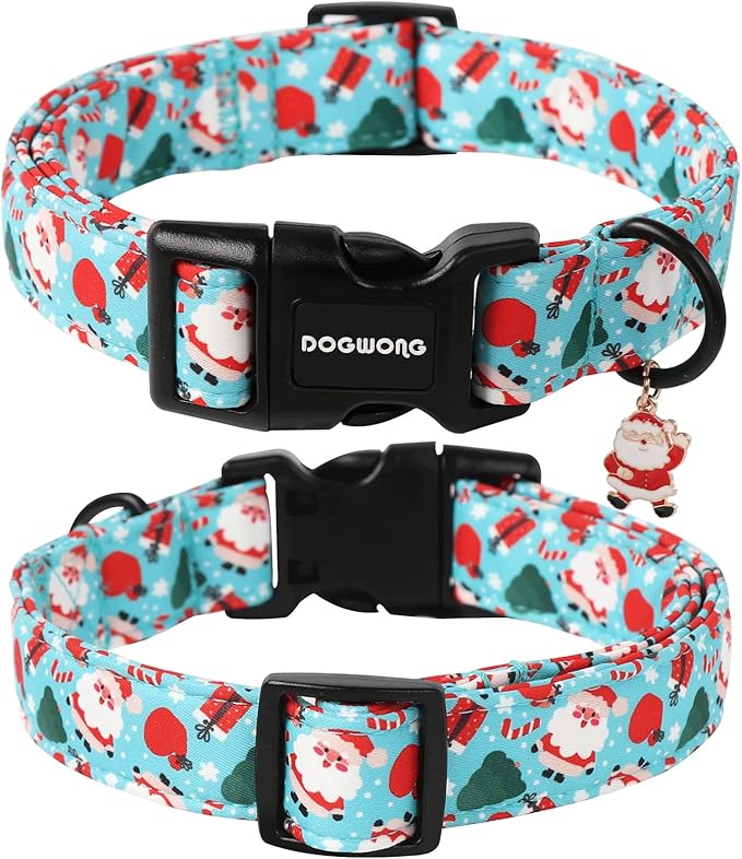 DOGWONG Christmas Santa Dog Collar- Cute Blue Christmas Penguin Dog Collar for Small Medium Large Dogs XS