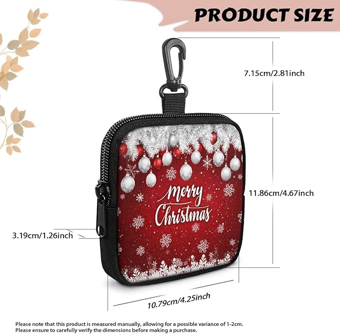 KEIAHUAN Christmas Dog Training Treat Pouch with Carabiner Hands Free Dog Walking Bag Small Fanny Zipper Pack Holder for Puppy with Zipper Closure for Pet Training Walking (Red)