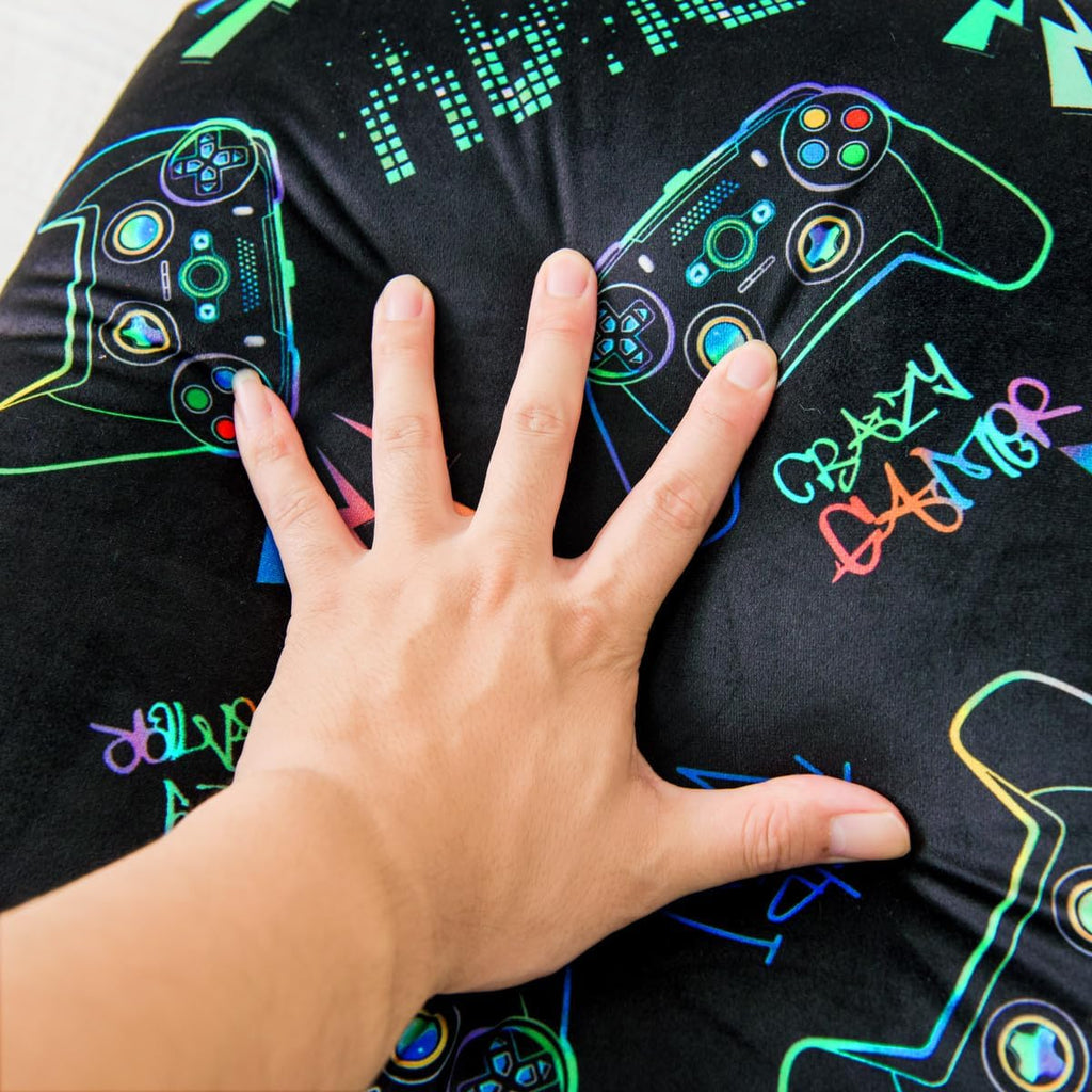 NTBED Video Game Controller Printed Reading Pillow Bed Wedge Backrest with Arms, Couch TV Relax Bed Rest Pillow Back Support Cushion for Kids Teens Boys Girls,Multi Game