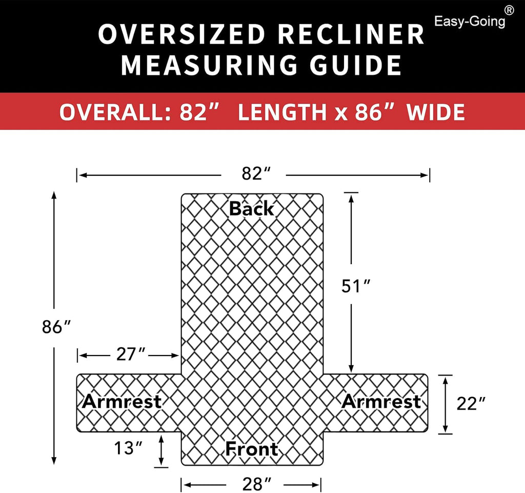 Easy-Going Oversized Recliner Chair Cover Reversible Sofa Cover Water Resistant Couch Cover Furniture Protector with Elastic Straps for Pets Dog Cat (Oversized Recliner, Light Gray/Light Gray)