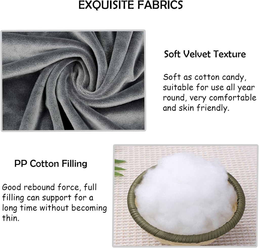 2 Pack Square Seat Cushion Chair Pads for Kitchen Dining Chairs, Soft Comfort Velvet Chair Mat Pillow Cushions with Ties for Office Desk Living Room Tatami 15.5", Dark Gray