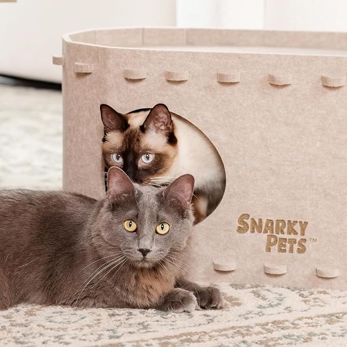 Tess & Liza Felt Cat Cave – Cozy Hideaway for Cats & Kittens | Eco-Friendly Felt Cat House | Durable & Spacious Cat Bed for Large Cats | Stylish Indoor Pet Furniture by Snarky Pets™ Pink