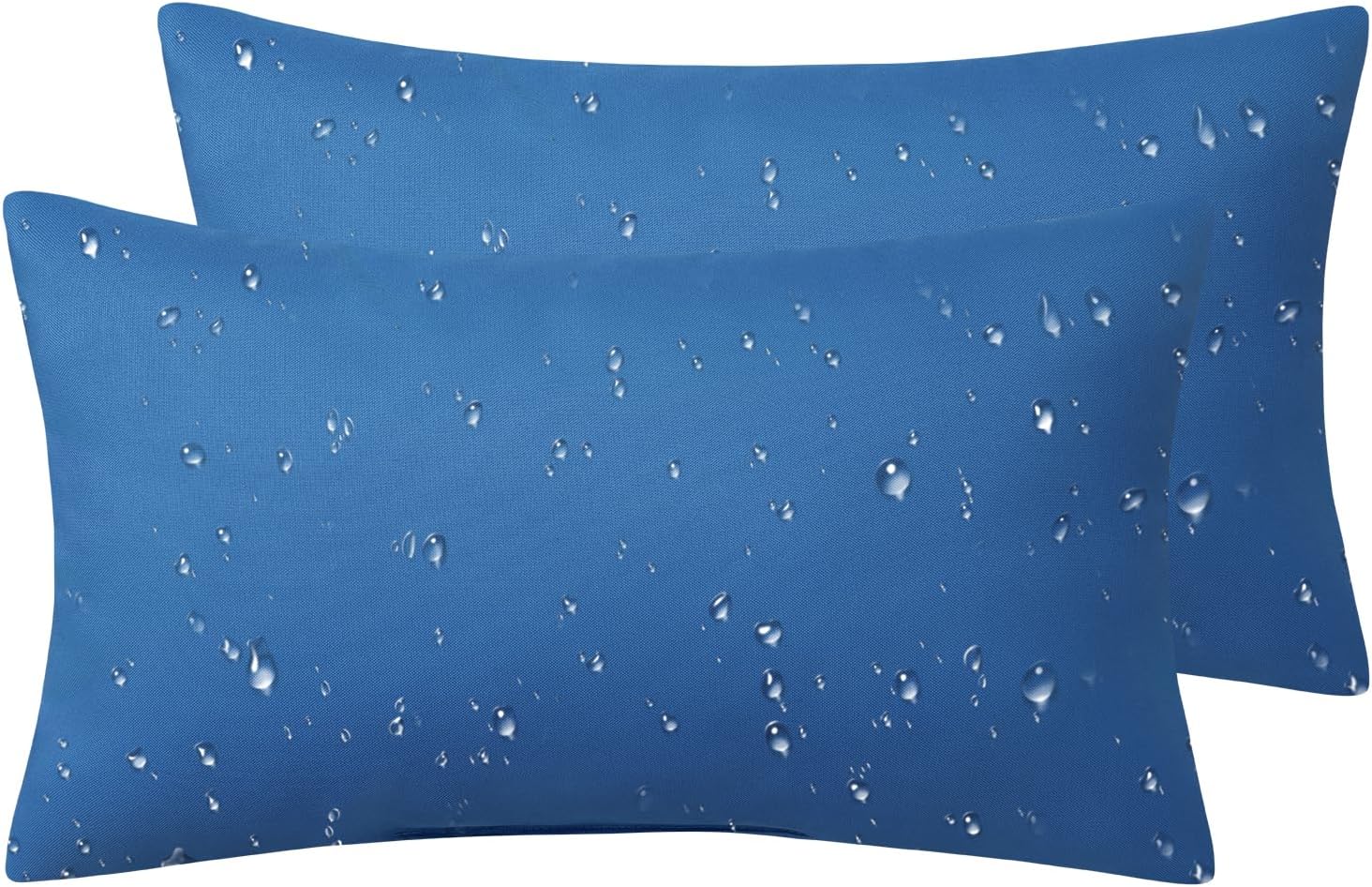 Phantoscope Pack of 2 Premium Dual Usage Outdoor Pillow Inserts, Waterproof Throw Pillows No Cover Needed, Colorful Decorative Couch Sham Cushion Stuffer Patio Couch Tent, Blue 12 x 20 Inches