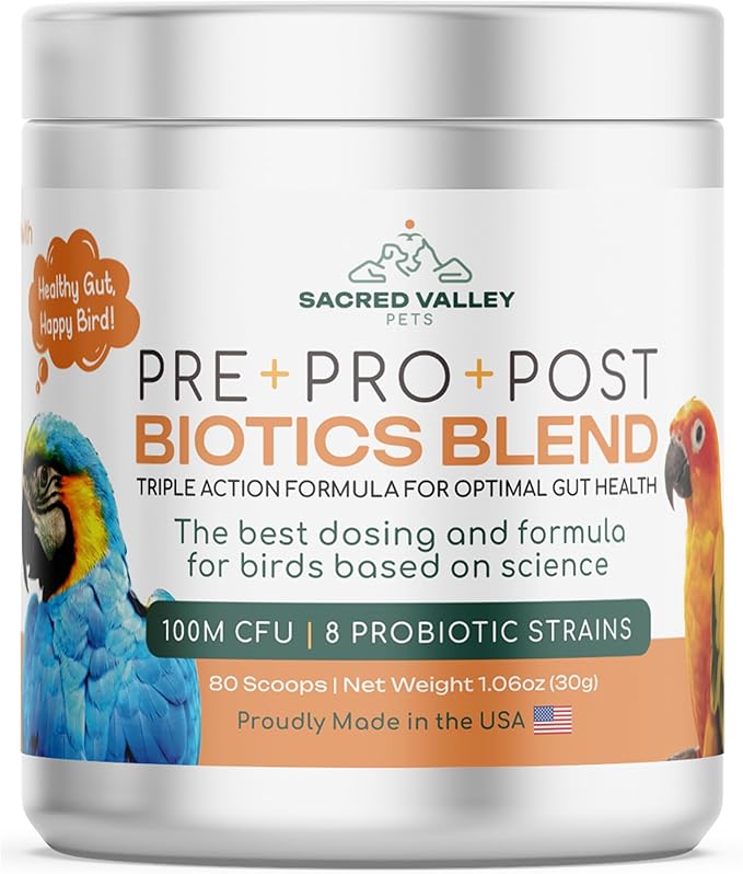 Parrot Probiotic, Prebiotic and Postbiotic, Pet Bird Supplies, Used with Water, Vitamins, Budgie Treats, Baby Parrot Formula, Parrot Medicine, Mix in Parrot Food
