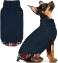 KYEESE Dog Sweater Small Dogs Sweater Stretchy Knitwear Cat Clothes Soft Pullover Warm Turtleneck Dog Sweaters for Small Dogs Male with Gingham Patchwork Thick Pet Coat for Fall Winter Cold Weather