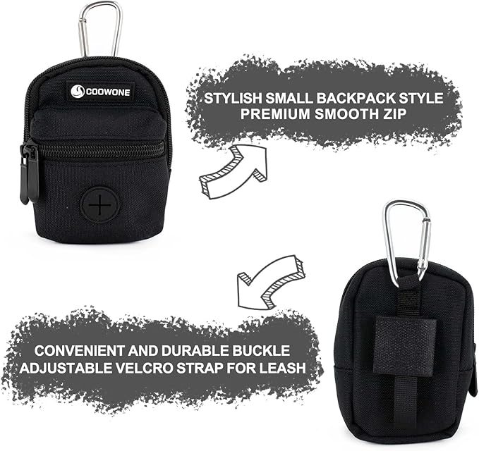 Dog Treat Pouch Dog Poop Bag Holder for Leashes, Pets Snack Container With Inner Small Bag, Puppy Supplies Perfect for Training and Walking - Hands Free Dog Waste Bag Dispenser -Dog Travel Accessories