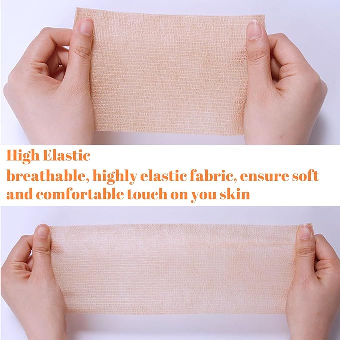 24 Rolls Self Adhesive Bandage Wrap, Vet Wrap 4 Inch for Horses Dogs Wounds Care Dressings, Elastic Self Stick Cohesive Bandage Wrap, Wrist, Sports, Ankle Tape Leg Wraps (Brown)