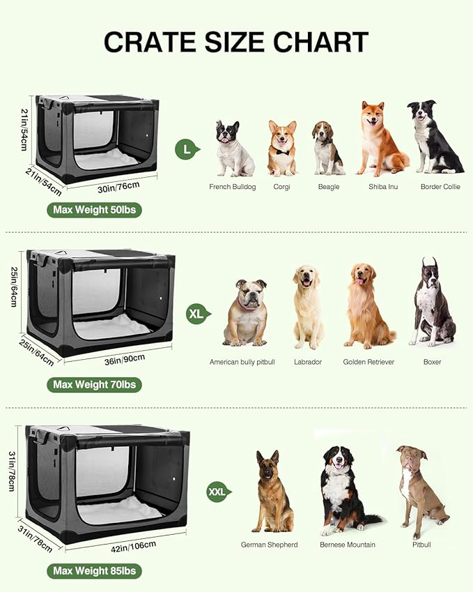 30 Inch Collapsible Travel Dog Crate for Medium Large Dogs, Portable Dog Crate 4-Door Foldable Soft Kennel with Durable Mesh Windows for Indoor & Outdoor Travel, with Storage Bag,Grey