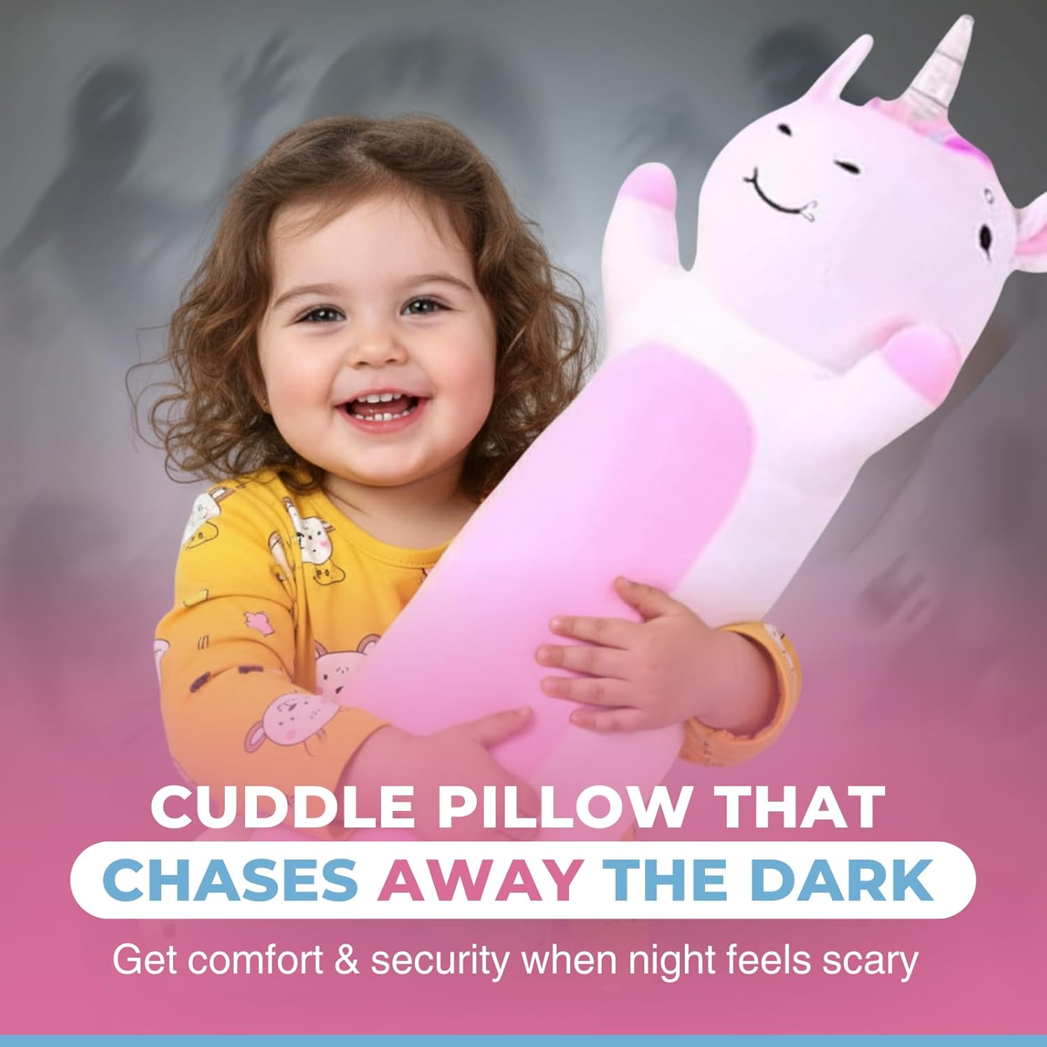 Unicorn Plush Body Pillow for Kids | Long Stuffed Animal Cuddle Pillow | Soft Hugging Toy | Plushie Gift for Girls & Boys | Long Plush Body Pillow for Sleep & Comfort | Small, 23 Inches