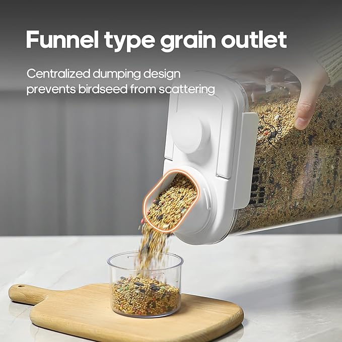 3 Qt/2.8 L Bird Seed Storage Container with Lids Airtight Measuring Cup, Bird Seed Dispenser Pet Food Container Are Used to Store Bird Food, Chicken Feed BPA Free (2.8L, Green)
