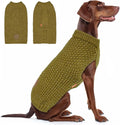 KYEESE Dog Sweater for Large Dogs with Leash Hole Warm Pullover with Reflective Yarn Male Thick Stretchy Knitwear Winter Soft Pet Coat boy for Cold Weather Comfy Dog Sweaters,Brown,XXX-Large