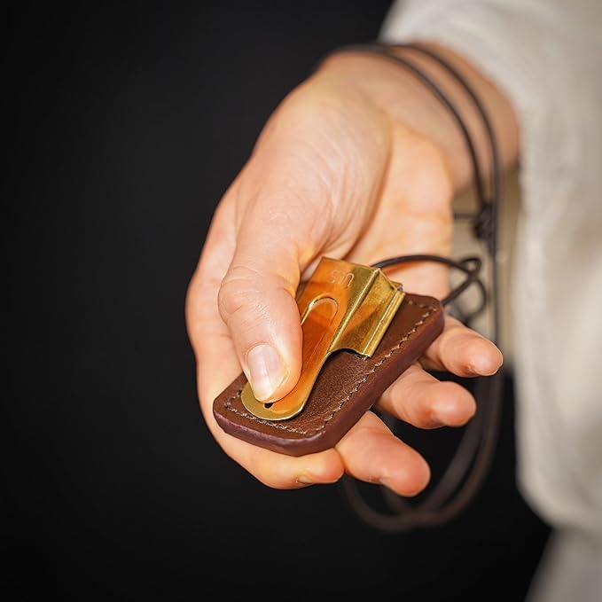 Mythrojan Brass and Steel Pet Training Clicker Puppy Dog Training Cricket Clicker U.S. Engraved WII Military Gear Metal Clicker (Clicker with Leather Gripper)