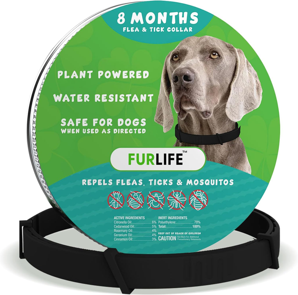 FurLife Flea and Tick Collar for Dogs – Waterproof Black Dog Collar, Pet Supplies for Tick and Flea Prevention for Dogs, Safe for All Breeds