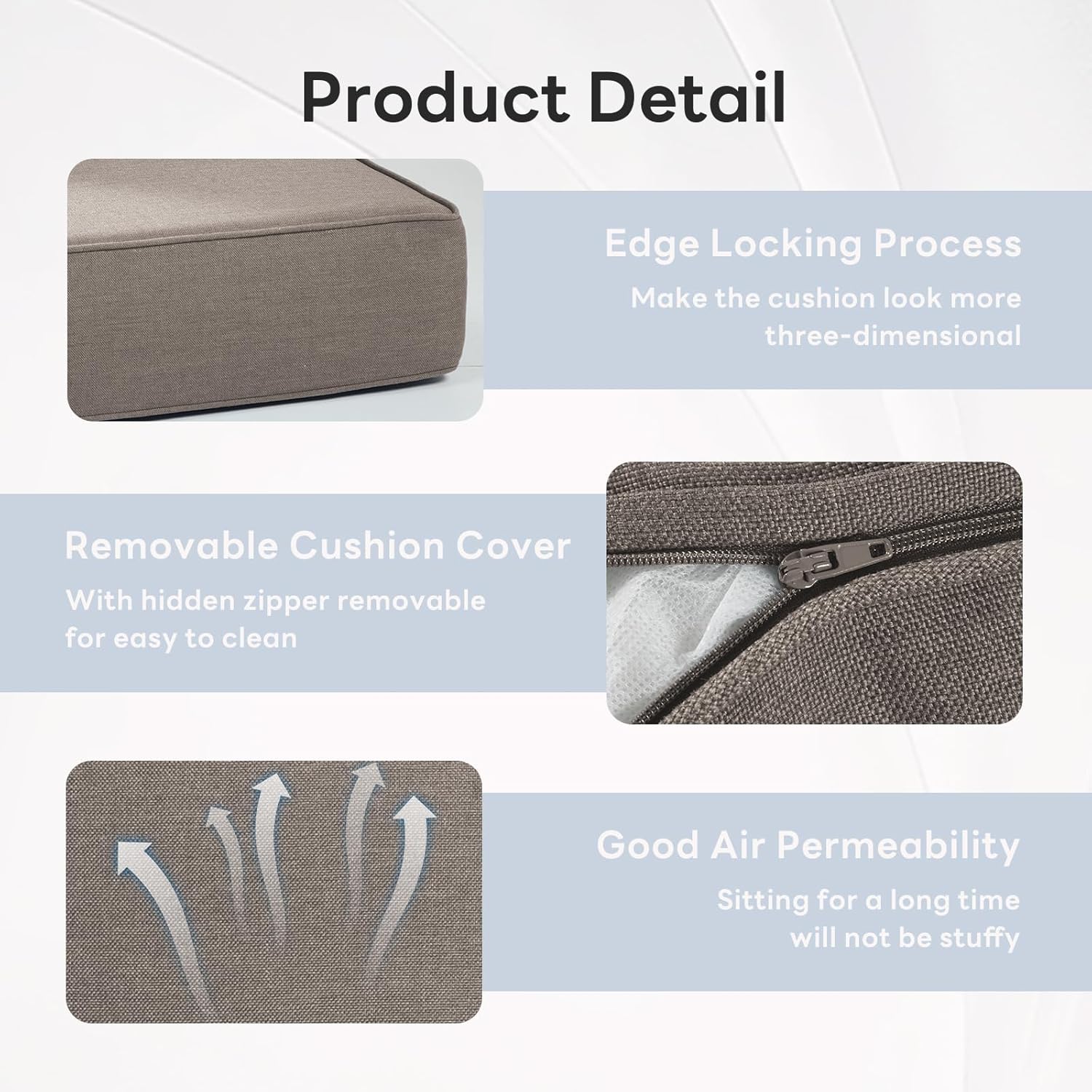 6" Thicker Outdoor Chair Cushion 9 Sets - 24" *24" *6" Waterproof Patio Furniture Cushions with Removable Cover, 28D High Density Sponge Filling Thicken Outdoor Patio Cushions - Grey