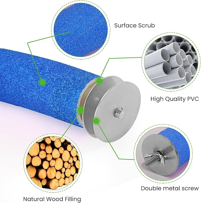 U Shape Parrot Perch Stand Toy Bird Platform Sand Paw Grinding Clean Stick Exercise Conure Budgie Cockatiel Cage Accessories (Blue-Corner)