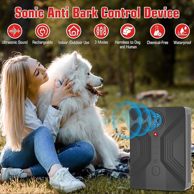 Anti Barking Devices, Anti Barking Device for Dogs Long Range 50ft, Barking Control Devices for Dog Training in Outdoor, 3 Modes Ultrasonic Bark Box, Dog Bark Deterrent Devices, Dog Barking Silencer