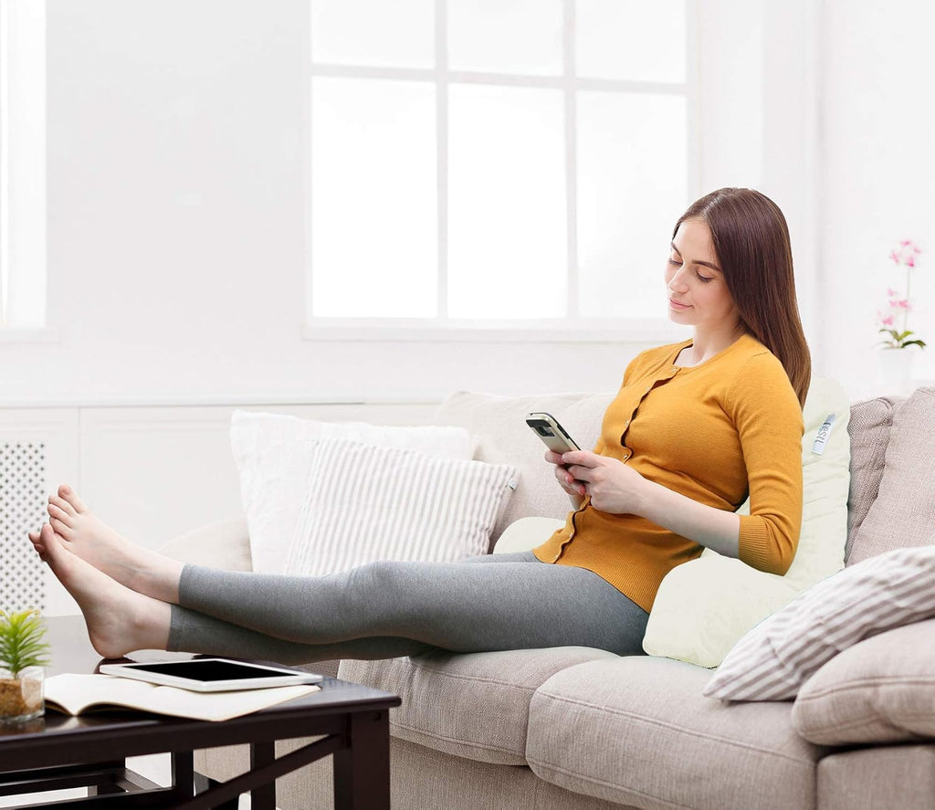 Nestl Reading Pillow for Kids & Teens with Shredded Memory Foam, Backrest Pillows for Reading, Watching, and Gaming, Use on The Couch, Bed, or Floor, Adjustable Support with Washable Cover Off White