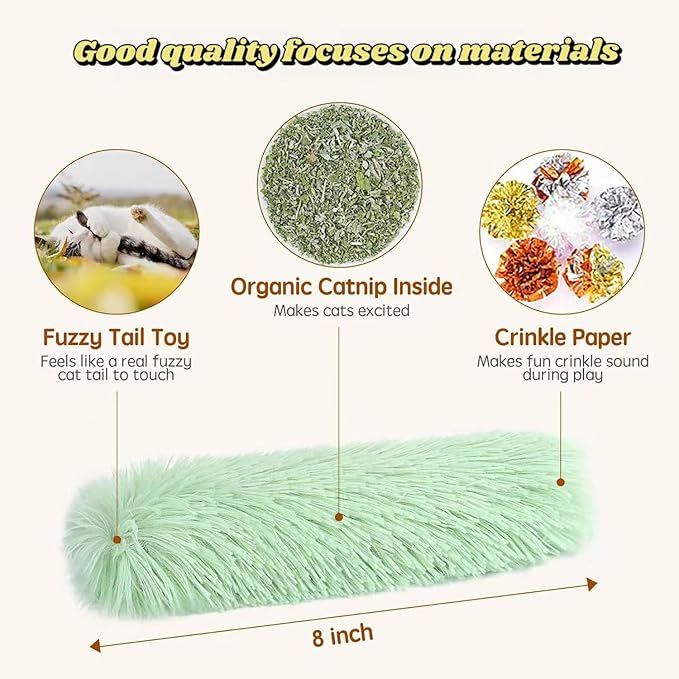 Catnip Toys with 3Pcs Cat Toys - Skin-Friendly Pillow Kicker Toy for Indoor Cats with Crinkle Paper, Catnip & Teething Soother (Pink/Green/Blue)