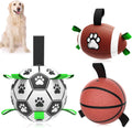 QDAN Dog Soccer Ball Football Basketball Set - 3 PCS Dog Balls with Strap for Tug of War, Soccer Ball Football Toys for Small Medium Large Dogs, Herding Ball for Dogs, Dog Birthday Toy