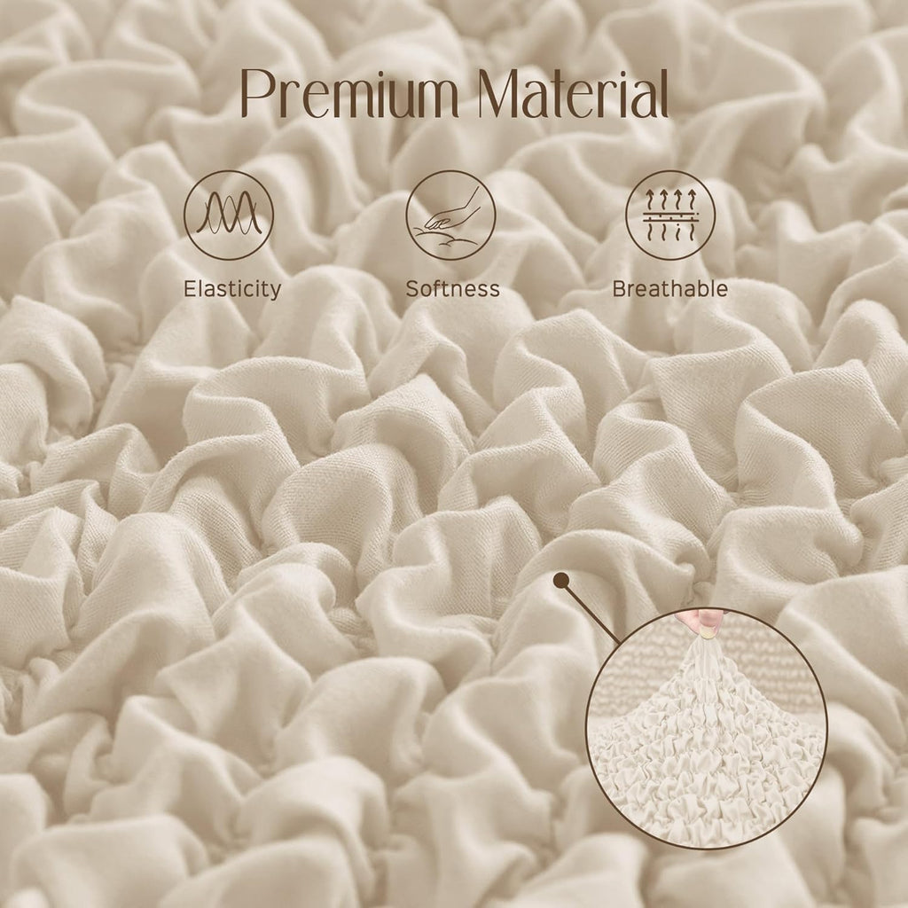 Decorative Throw Pillow Cover Elastic Couch Pillow Covers 18 x 18 & 20 x 20 Inch with Invisible Zipper Cushion Case for Bed Couch Sofa Living Room Home Decor (Pack of 1, Ivory)