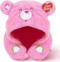 Care Bears - Cheer Bear Snuggle Hood, Travel Pillow with Hood, Soft Plush Neck Support, Lightweight, Comfortable and Breathable, Airplane, Care and Train Travel - Pink