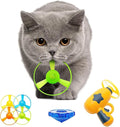 Cat Fetch Toys, Interactive Flying Cat Toy with 5 Flying Propellers,1Spinning Tops, Cat Dog Pet Tracks Chasing Toy for IndoorCats (Yellow)