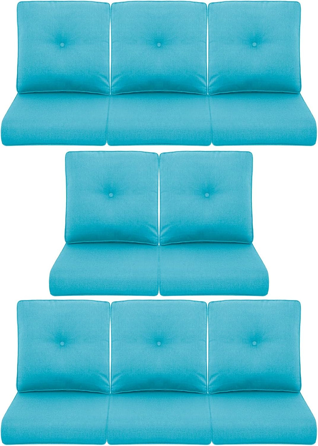 8-Piece Outdoor Patio Cushion Set - Fade & Water Resistant with Removable Olefin Cover, 22x24x4 Inch Memory Foam Cushions for Wicker Sectional Sofa – Teal/Buckle
