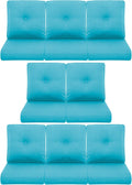 8-Piece Outdoor Patio Cushion Set - Fade & Water Resistant with Removable Olefin Cover, 22x24x4 Inch Memory Foam Cushions for Wicker Sectional Sofa – Teal/Buckle