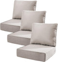 6" Thick Outdoor Cushions 22x24x6, 3-Set Deep Seat Patio Cushions with Removable Cover, Waterproof & Fade Resistant Replacement for Wicker Chair, Loveseat, Sofa - Beige