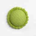 Acrylic Knitted Round Throw Pillow Knitting Bohemian Circular Cushion Pillow with Knit Handmade Pompoms Decorative Apple Green, Diameter 18inches