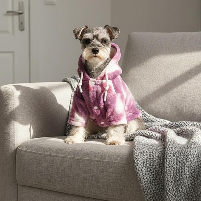 Mklhgty Tie Dye Dog Hoodie, Winter Coat for Small Dogs - Ultra-Soft Adjustable Warm Hood, Breathable Comfort Fabric for Daily Use