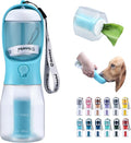 Dog Water Bottle with Food Container & Poop Bag Holder, Travel Water Bowl, Portable Pet Dispenser, Dog Gifts Stuff Accessories Items, Puppy Essentials for Yorkie Chihuahua Walking Hiking