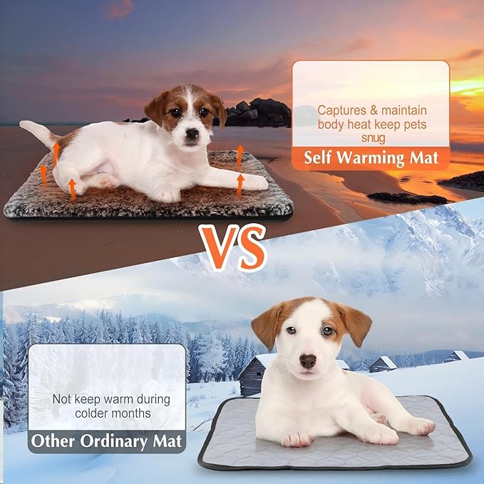 4 Pack Self Warming Cat Bed Indoor Self Heating Dog Cat Pad Washable 16 x 20 Inch Thermal Pet Kennel Pad Crate Bed Mat Reflect Body Heat for Outdoor(18 x 24Inch,Gray)