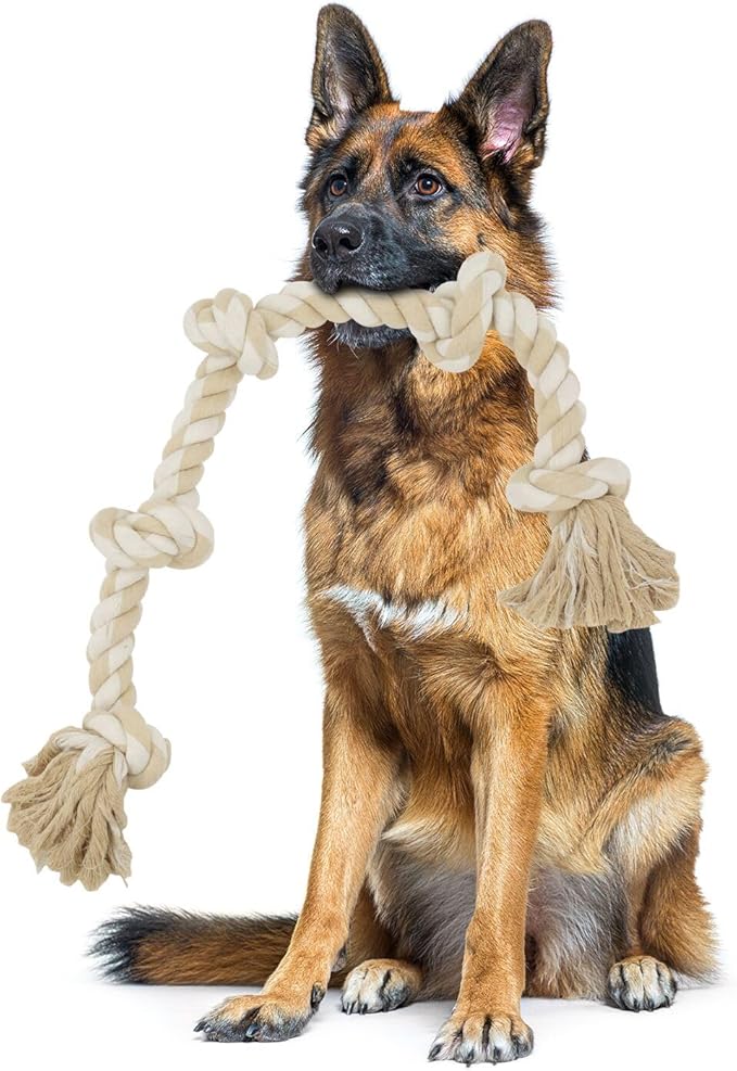 Bmag Dog Rope Toys for Aggressive Chewers, Tough Rope Chew Toys for Medium Large Dogs, Heavy Duty Tough Dog Tug of War Toy with 5 Knots for Teeth Cleaning