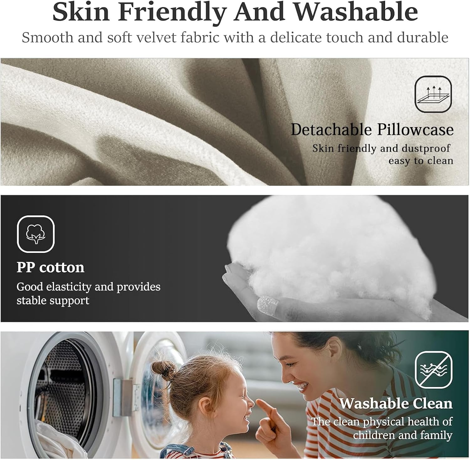 Bed Wedge Headboard Pillow - College Dorm Reading Pillow Back Support While Sitting in Bed - Ergonomic Lumbar Pillow Body Positioning Bed Pillow - Velvet Beige 54IN