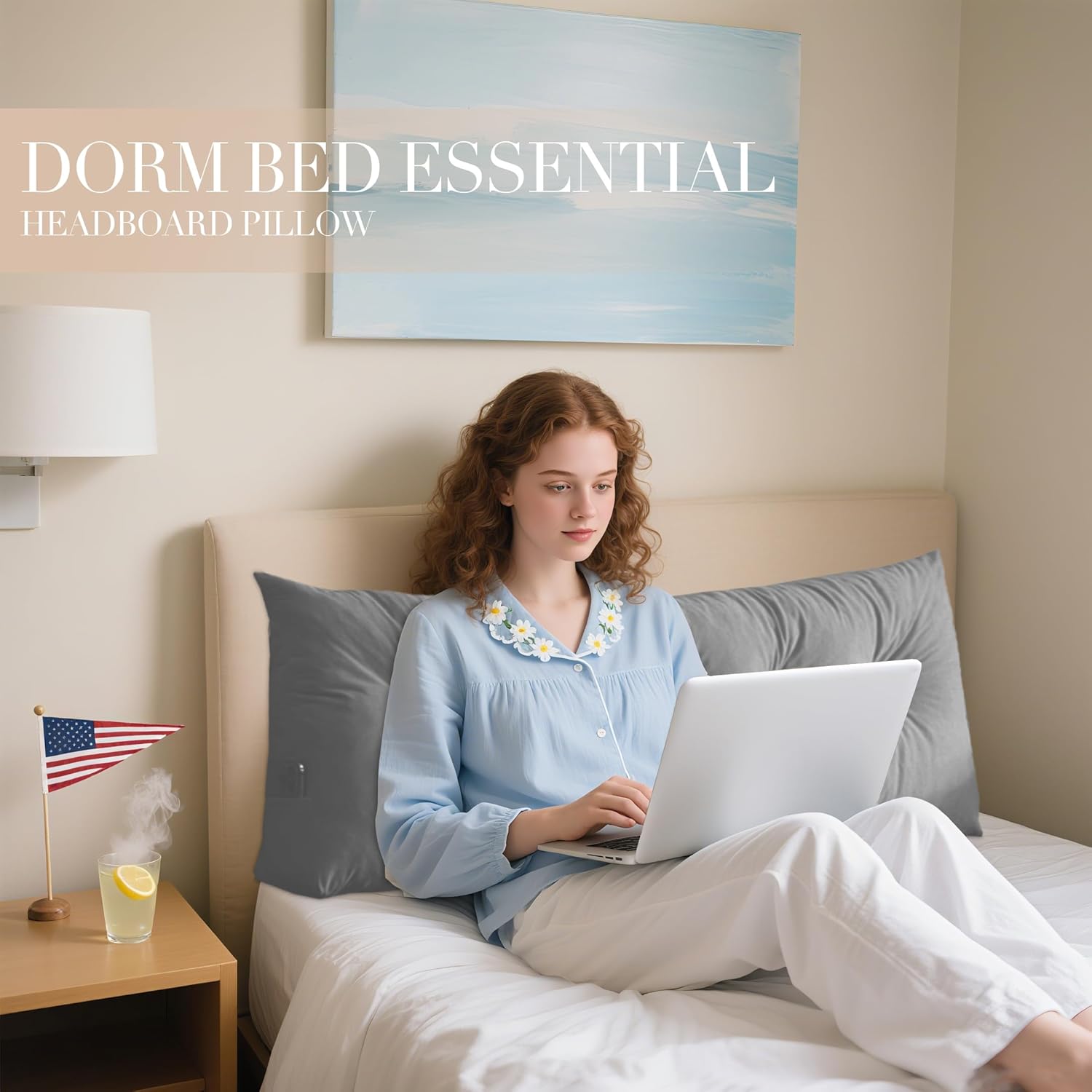 Triangular Wedge Headboard Pillows Twin Dorm Headboard Pillow Long Backrest Positioning Support for Sleeping Back Pillow for Bed Sitting Up Wedge Pillow Reading Bed Lumbar Pillow