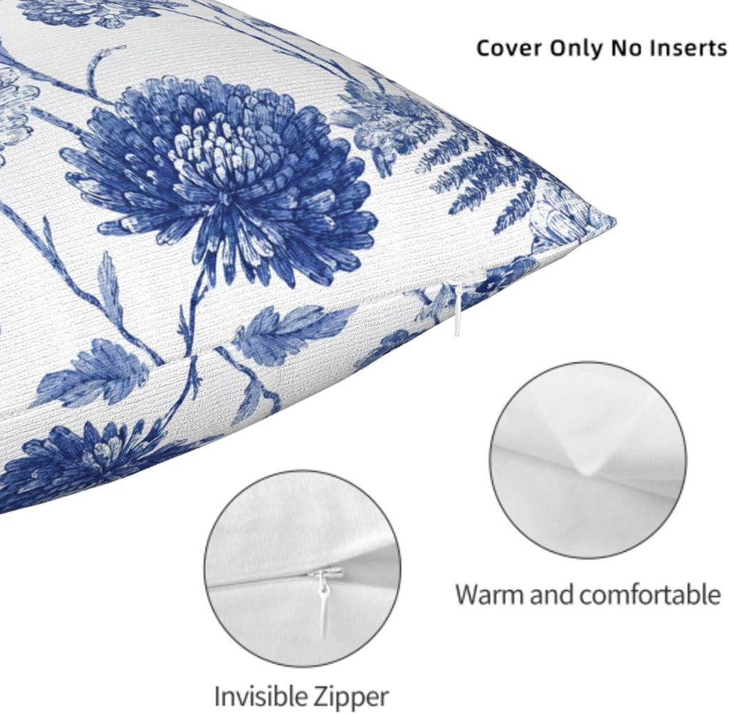 Throw Pillow Covers 18x18 Set of 2, Summer Floral Cushion Covers, Decorative Square Pillowcases for Couch, Bedroom, Living Room