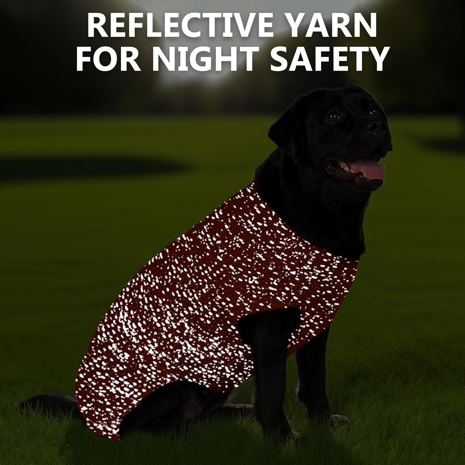 KYEESE Dog Sweater for Large Dogs with Leash Hole Warm Pullover with Reflective Yarn Male Thick Stretchy Knitwear Winter Soft Pet Coat boy for Cold Weather Comfy Dog Sweaters,Orange, XX-Large