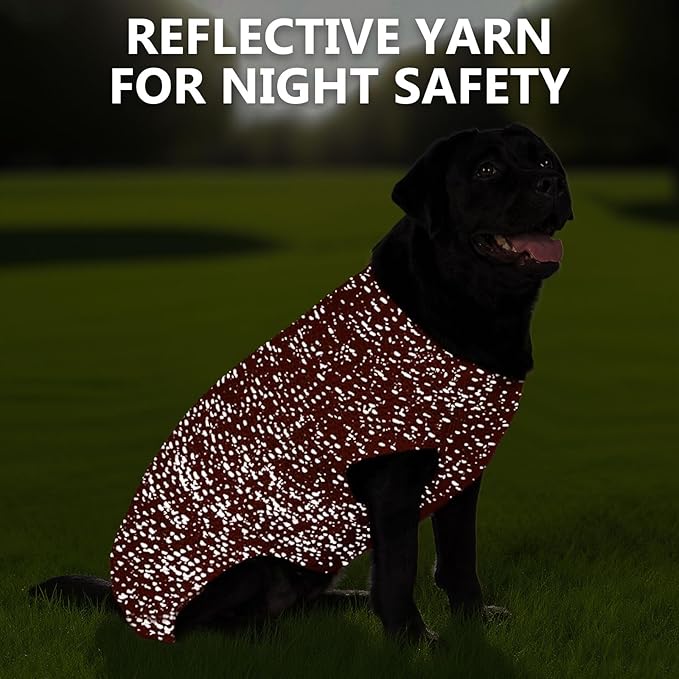 KYEESE Dog Sweater with Leash Hole Comfy Pullover Sweater Medium Size Male with Reflective Yarn Warm Pet Coats Stretchy Cozy Lightweight Thick Knitwear Dog Clothes,Orange, X-Large