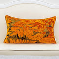 Alerfa 12 x 20 Inch Orange Rectangle Maple Leaf Pillow Embroidery Cut Velvet Cushion Case Luxury Modern Lumbar Throw Pillow Cover Decorative Pillow for Couch Sofa Living Room Bedroom Car