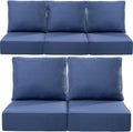 Luxury 24x24x6 Inch Outdoor Cushions for 5 Peice Patio Set - Set of 5 Outside Deep Seat Cushion for Porch Furniture Dining Rocking Swivel Chairs Loveseat Couch Sectional Sofa - Navy Blue