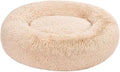Amazon Basics Donut Pet Bolster Faux Fur Bed for Dog, Beige, 36" x 36"