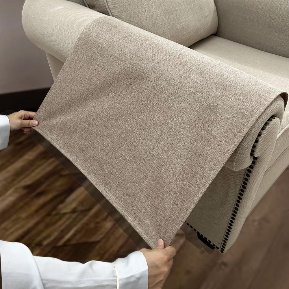 Couch Arm Covers, Anti-Slip Sofa Armrest Cover for Recliner, 2pc Washable Sofa Arm Covers, Dogs Cats Pet Scratch Proof Couch Arm Protectors, Cream Brown, 20x24inch