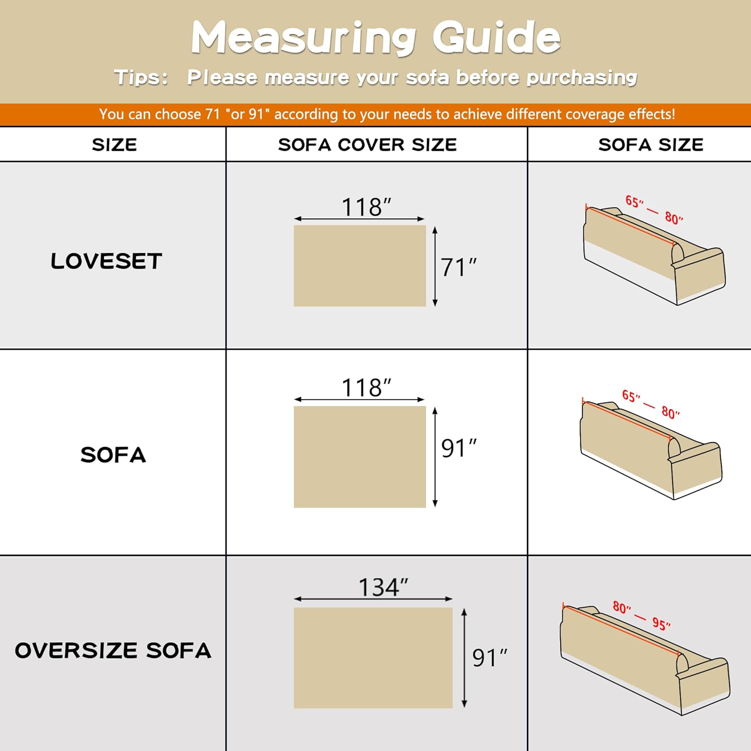 MYSKY HOME Sofa Covers Washable Sectional Couch Covers - 3 Cushion Slipcover Furniture Protector with Tassels for Kids, Dogs, Pets - 91"x134", Chocolate