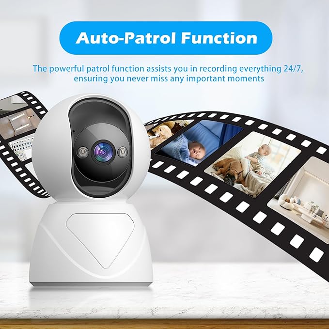 3MP Indoor Security Camera, 5G WiFi 360° Pan/Tilt Home Cameras for Baby Monitor/Pet/Elder/Kids/Bedroom, Auto-Focus and Zoom,Motion Tracking,2-Way Audio,Siren,3 Night Vision,Cloud&SD Card