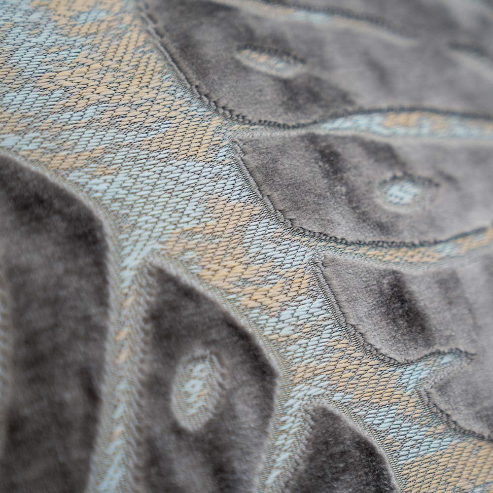 Alerfa 12 x 20 Inch Rectangle Leaf Pillow Embroidery Cut Velvet Cushion Case Luxury Modern Lumbar Throw Pillow Cover Decorative Pillow for Couch Sofa Living Room Bedroom Car, Gray Silver