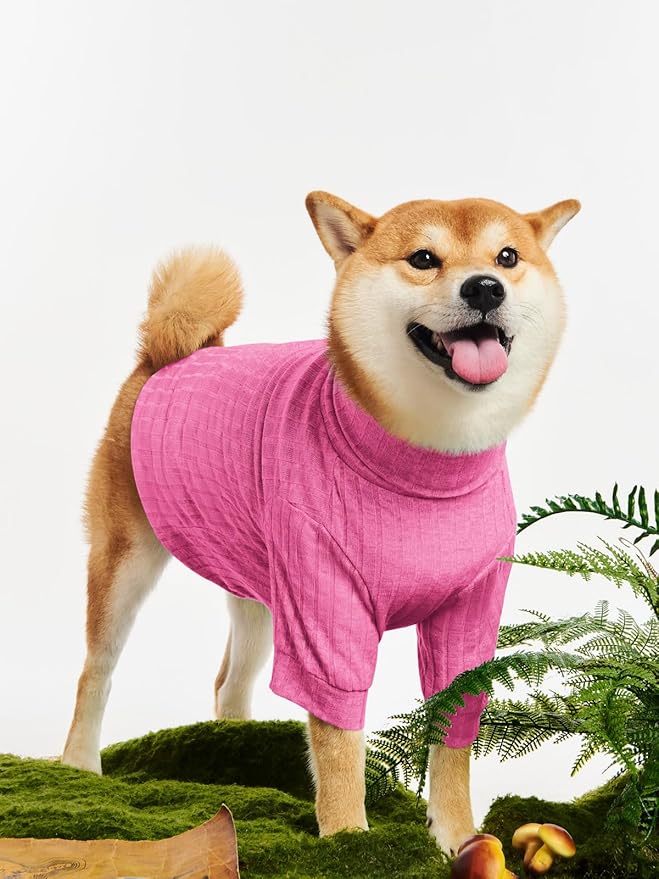 Dog Turtleneck Knitted Shirt Stretchy Pullover Sweater Winter Warm Puppy Clothes for Small Medium Dogs