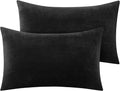 BEDELITE Flannel King Size Pillow Cases Set of 2, Super Soft Fleece Pillowcases with Zipper for Bedroom, Sofa, Couch,Luxury Cozy Fuzzy Velvet Pillow Shams for All Seasons(20x36 Inches,Black)